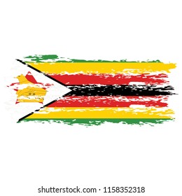 Flag of Zimbaawe the illustration vector on a white background, brush stroke Design Elements