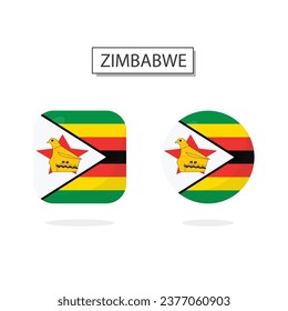 Bandera del estilo de dibujos animados 3D del icono Formas 2 de Zimbabue.