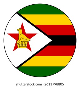 Flag of Zimbabwe. Black edge. Zimbabwe circle flag logo icon computer vector illustration design.