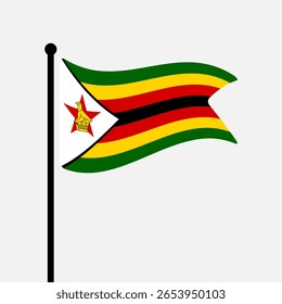 Bandeira do Zimbabwe. Zimbábue bandeira computador digital vetor ilustração ícone design. Bandeira de mastro flutuante.