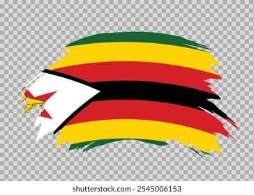 Bandera de Zimbabue con efecto de pincel de trazo de pintura en fondo aislado