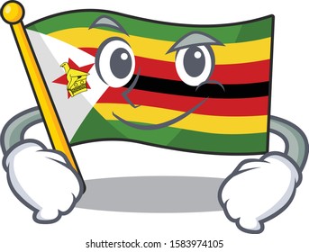 Flag zimbabwe mascot cartoon style with Smirking face