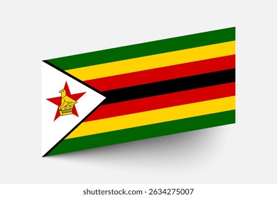 Flag of Zimbabwe. Zimbabwe flag official colors tilted icon digital vector illustration design.