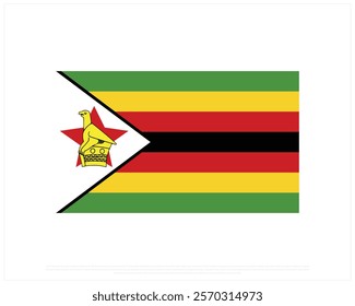 Flag of ZIMBABWE on a white background, Editable Vector illustration of ZIMBABWE flag, National Day design, National Flag of Zimbabwe flat design, National Day of Zimbabwe