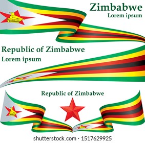 Flag of Zimbabwe, Republic of Zimbabwe. Template for award design, an official document with the flag of Zimbabwe. Bright, colorful vector illustration for graphic and web design.