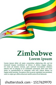 Flag of Zimbabwe, Republic of Zimbabwe. Template for award design, an official document with the flag of Zimbabwe. Bright, colorful vector illustration for graphic and web design.