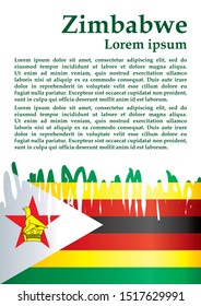 Flag of Zimbabwe, Republic of Zimbabwe. Template for award design, an official document with the flag of Zimbabwe. Bright, colorful vector illustration for graphic and web design.