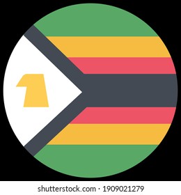 Flag of Zimbabwe as round glossy icon. Button with Zimbabwean flag