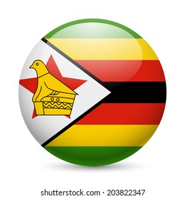 Flag of Zimbabwe as round glossy icon. Button with Zimbabwean flag