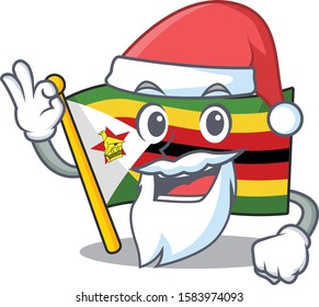 Flag zimbabwe in Santa cartoon character design