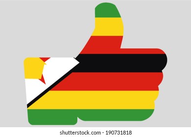 The flag of Zimbabwe in a Thumbs Up Icon