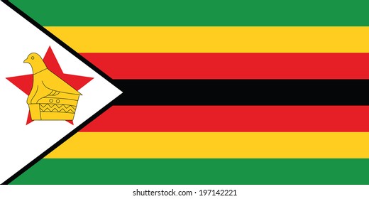 Flag of Zimbabwe. Vector. Accurate dimensions, element proportions and colors.