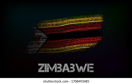 Flag of the Zimbabwe. Vector illustration in grunge style with cracks and abrasions. Good image for print