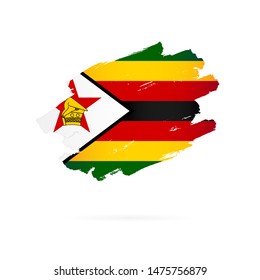 Flag of Zimbabwe. Vector illustration on a white background. Brush strokes are drawn by hand.