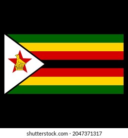 Bandera de la ilustración vectorial de Zimbabue sobre fondo negro