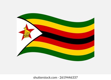 Flag of Zimbabwe. Zimbabwe wave flag digital vector illustration. Fluttering flag.