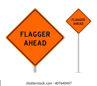 Flagged ahead traffic sign vector 