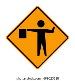 Flagger sign, Flagman ahead road sign.