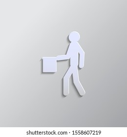 flagman, guide paper style icon. Grey color vector background