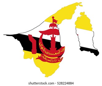 Flag-map of BruneiDarussalam on White background. EPS Illustration