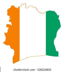 Flag-map of Cote dIvoire on White background. EPS Illustration