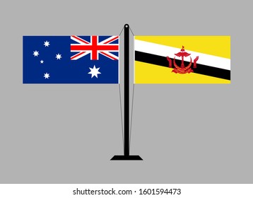 flagpole australia and brunei. vector