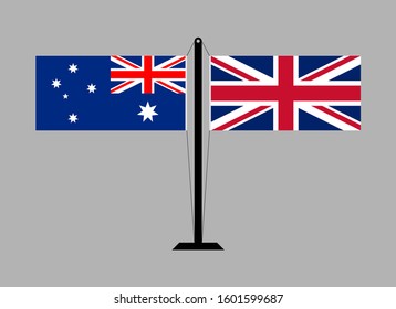 flagpole australia and united kingdom. vector