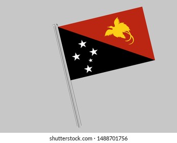 Flagpole of Beautiful national flag of Independent State of Papua New Guinea. original colors and proportion. Simply vector illustration eps10, from countries flag set.