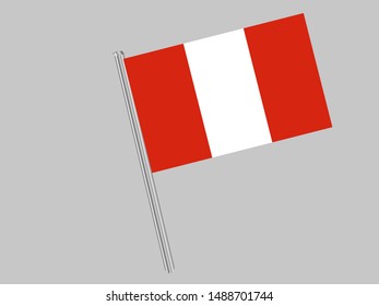 Flagpole of Beautiful national flag of Republic of Peru. original colors and proportion. Simply vector illustration eps10, from countries flag set.