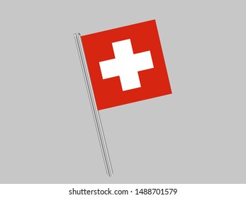 Flagpole of Beautiful national flag of Swiss Confederation, know as Switzerland. original colors and proportion. Simply vector illustration eps10, from countries flag set.