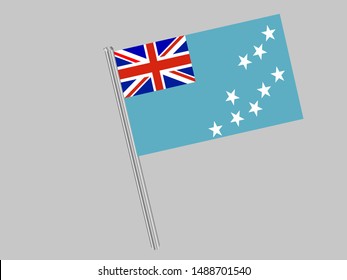 Flagpole of Beautiful national flag of Tuvalu, know as Ellice islands, original colors and proportion. Simply vector illustration eps10, from countries flag set.