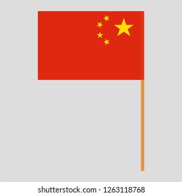 Flagpole with China flag. Official proportion. Correct colors. Vector illustration