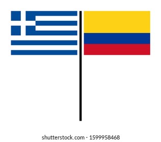 Flagpole Greece and Colombia. Vector