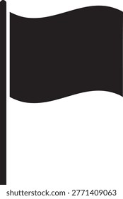 Flagpole icon, waving banner silhouette, symbol of nation or signal.