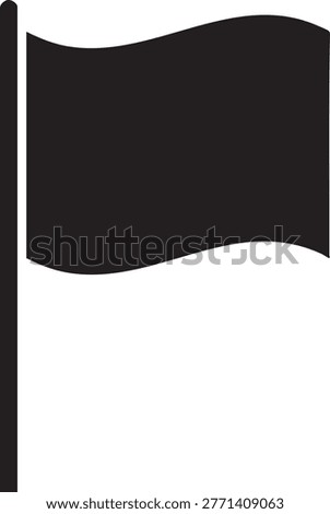 Flagpole icon, waving banner silhouette, symbol of nation or signal.
