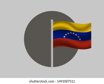 Flagpole inside circle with Beautiful national flag of Bolivarian Republic of Venezuela, original colors and proportion. Simply vector illustration eps10, from countries flag set.