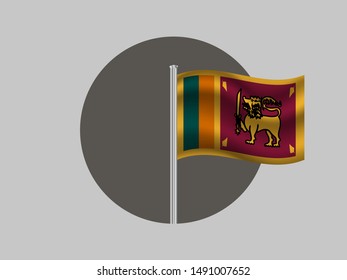 Flagpole inside circle with Beautiful national flag of Democratic Socialist Republic of Sri Lanka. original colors and proportion. Simply vector illustration eps10, from countries flag set.