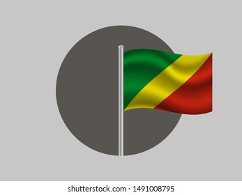 Flagpole inside circle with Beautiful national flag of Republic of The Congo. original colors and proportion. Simply vector illustration eps10, from countries flag set.