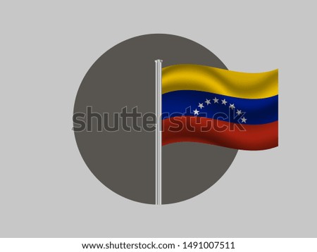 Flagpole inside circle with Beautiful national flag of Bolivarian Republic of Venezuela, original colors and proportion. Simply vector illustration eps10, from countries flag set.