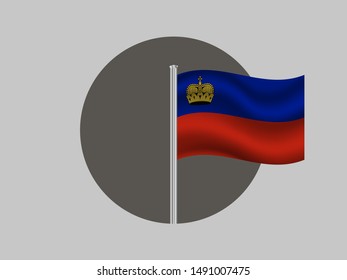Flagpole inside circle with Flagpole inside circle with National flag of Principality of Liechtenstein. original colors and proportion. Simply vector illustration, from countries flag set.