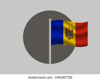 Flagpole inside circle with National flag of Republic of Moldova. original colors and proportion. Simply vector illustration eps10, from countries flag set.