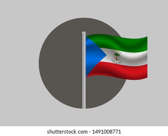 Flagpole inside circle with Flagpole inside circle with National flag of Republic of Equatorial Guinea. original colors and proportion. Simply vector illustration, from countries flag set.