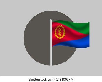Flagpole inside circle with Flagpole inside circle with National flag of State of Eritrea. original colors and proportion. Simply vector illustration eps10, from countries flag set.