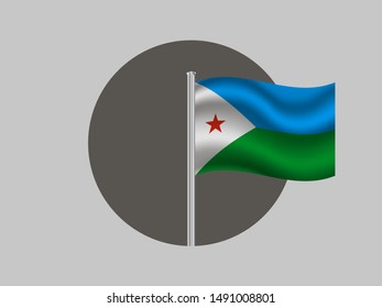 Flagpole inside circle with National flag of Republic of Djibouti. original colors and proportion. Simply vector illustration eps10, from countries flag set.