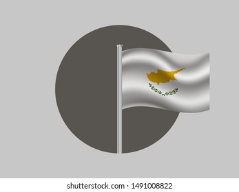 Flagpole inside circle with National flag of Republic of Cyprus. original colors and proportion. Simply vector illustration, from countries flag set.