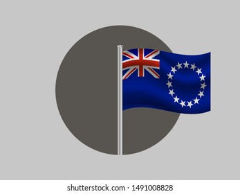 Flagpole inside circle with National flag of Cook Islands . original colors and proportion. Simply vector illustration, from countries flag set.