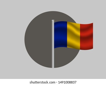 Flagpole inside circle with National flag of Republic of Chad. original colors and proportion. Simply vector illustration eps10, from countries flag set.