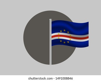 Flagpole inside circle with National flag of Republic of Cape Verde. original colors and proportion. Simply vector illustration, from countries flag set.