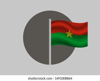 Flagpole inside circle with National flag of Burkina Faso. original colors and proportion. Simply vector illustration eps10, from countries flag set.