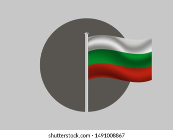 Flagpole inside circle with National flag of Republic of Bulgaria. original colors and proportion. Simply vector illustration, from countries flag set.